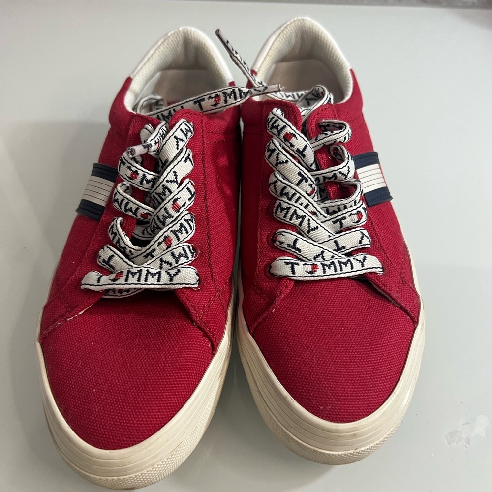 Tommy Hilfiger Red Canvas Sneakers